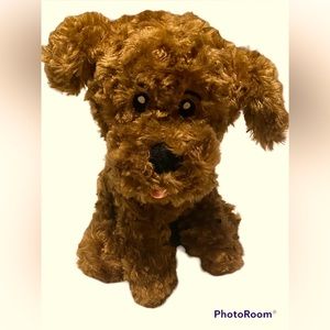 Progressive Plush Ezra Brown Puppy Dog Tongue out  Sitting Play Comfort Adorable